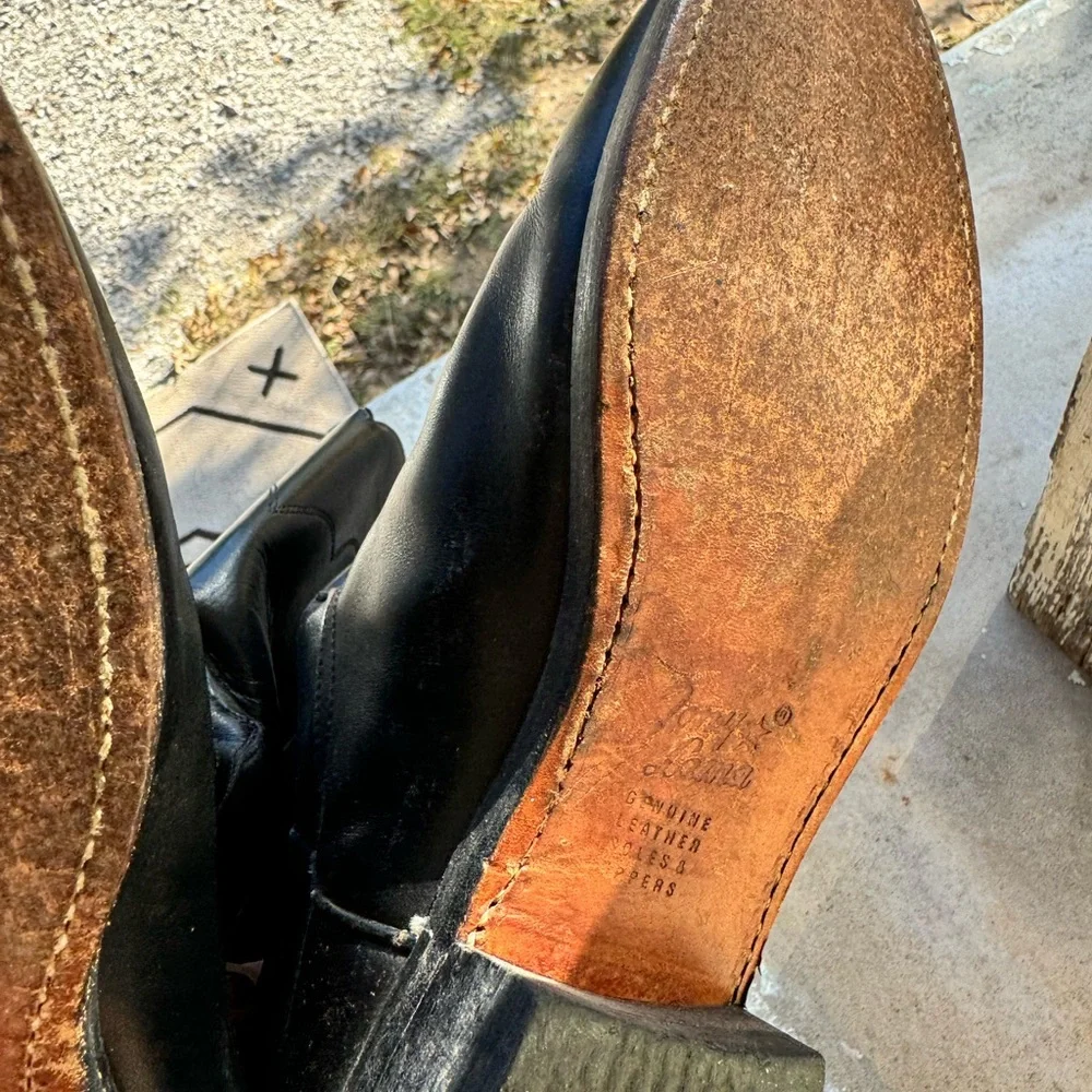 tony lama boys 5.5 B black cowboy boots
